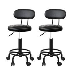 Artiss 2x Salon Stool Swivel Chair with Backrest - Stylish, Comfortable, Adjustable Height, 360° Rotation, PU Leather