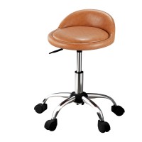 Artiss Salon Stool Swivel Chair, PVC Leather, Adjustable Height, Brown - Stylish Comfort for Salons & More