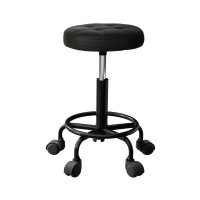 Artiss Salon Stool, PVC Leather, Adjustable Height 50.5cm-66cm, Black, 360° Swivel, Comfort & Style for Any Space