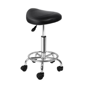 Artiss Salon Stool Saddle Swivel Chair, PU Leather, Black, Adjustable Height 50-67cm, Comfort & Style for Salons