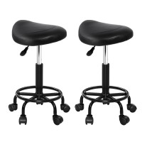Artiss 2x Salon Stool Saddle Swivel Chair - Stylish, Comfortable, Adjustable Height, Premium PU Leather, 360° Rotation
