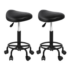 Artiss 2x Salon Stool Saddle Swivel Chair - Stylish, Comfortable, Adjustable Height, Premium PU Leather, 360° Rotation