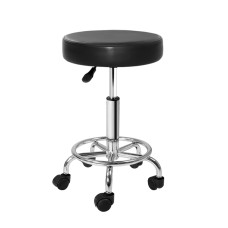 Artiss Black Salon Stool: 360° Swivel, Adjustable Height, PU Leather, Chrome Base - Perfect for Salon & Studio Use