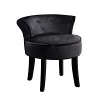 Artiss Vanity Stool, Velvet, Black, 51x51.5x55cm, Abella, Button Tufted Design, High-Density Foam Comfort