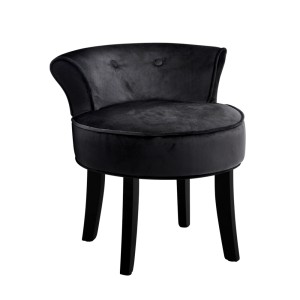 Artiss Vanity Stool, Velvet, Black, 51x51.5x55cm, Abella, Button Tufted Design, High-Density Foam Comfort