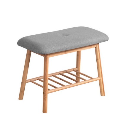 Artiss Bamboo Shoe Rack Bench with Fabric Seat - Eco-Friendly, Durable, Easy Assembly, Holds 3 Pairs, Natural Finish