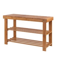 Artiss Bamboo Shoe Rack Bench Seat, Natural, Holds 10 Pairs, 70x28x46cm, Eco-Friendly, Durable, 100kg Capacity