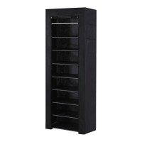 Artiss Chad 10-Tier Shoe Rack Cabinet with Removable Cover, Tool-Free Assembly, Fits 27 Pairs, Black, 1-Year Warranty