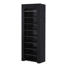 Artiss Chad 10-Tier Shoe Rack Cabinet with Removable Cover, Tool-Free Assembly, Fits 27 Pairs, Black, 1-Year Warranty