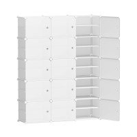 Artiss 15 Cube Shoe Rack Storage Cabinet - Stackable, Eco-Friendly PP Plastic, 124x30x158cm, White, Ventilated Design