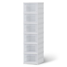 Artiss Foldable 6-Tier Shoe Rack Organiser - Durable PP Plastic, Space-Saving 26x34.5x105cm, Easy Access, White Artiss Foldable 6-Tier Shoe Rack Organiser - Durable PP Plastic, Space-Saving 26x34.5x105cm, Easy Access, White