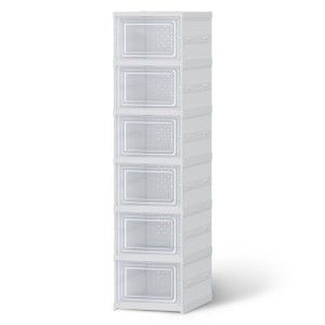 Artiss Foldable 6-Tier Shoe Rack Organiser - Durable PP Plastic, Space-Saving 26x34.5x105cm, Easy Access, White