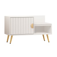 Artiss Shoe Rack Cabinet Bench, Particle Board, White, 80x36x48cm, Elegant Entryway Solution with PU Leather Seat