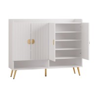 Artiss 5-Tier Shoe Rack Cabinet, White - Adjustable Shelves, Gold Metal Feet, Holds 30 Pairs, Elegant Entryway Storage