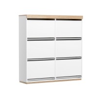 Artiss 3-Tier Shoe Rack Cabinet, White, 45 Pairs, 6 Flip-Out Drawers, Stylish Storage, Easy Assembly, 1-Year Warranty