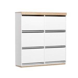 Artiss 3-Tier Shoe Rack Cabinet, White, 45 Pairs, 6 Flip-Out Drawers, Stylish Storage, Easy Assembly, 1-Year Warranty