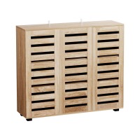 Artiss Alster Shoe Rack Cabinet - Adjustable 30 Pair Storage, Ventilated Doors, Anti-Tip Safety, Pine Finish