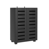 Artiss Shoe Rack Storage Cabinet 5-Tier Black, 20 Pairs, Engineered Wood, Adjustable Shelves, 86x60x33cm, Slatted Doors