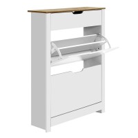 Artiss Shoe Rack Cabinet, Particle Board, White, 78x23.5x102.5cm, Modern Design, 16 Pairs Storage, Adjustable Shelves