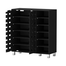 Artiss 6-Tier Shoe Rack Cabinet - Black, Adjustable Shelves, Holds 24 Pairs, Premium Particle Board, 87x35x97cm