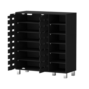Artiss 6-Tier Shoe Rack Cabinet - Black, Adjustable Shelves, Holds 24 Pairs, Premium Particle Board, 87x35x97cm