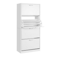 Artiss Shoe Rack Cabinet - White, 4 Doors, Holds 60 Pairs, Melamine Particle Board, Adjustable Shelves, 160cm Tall