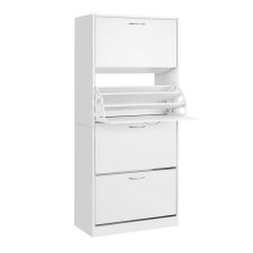 Artiss Shoe Rack Cabinet - White, 4 Doors, Holds 60 Pairs, Melamine Particle Board, Adjustable Shelves, 160cm Tall
