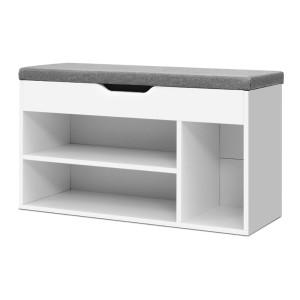 Artiss White Shoe Rack Bench Cabinet: Stylish, Eco-Friendly Storage for 9 Pairs with Cushioned Seat