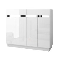 Artiss Lydia Shoe Rack Cabinet: 24-Pair Storage, Adjustable Shelves, High-Gloss Finish, White