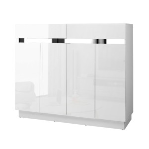 Artiss Lydia Shoe Rack Cabinet: 24-Pair Storage, Adjustable Shelves, High-Gloss Finish, White