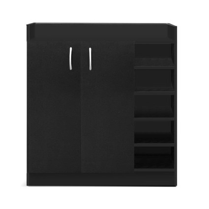Artiss Black Clair Shoe Rack Cabinet - 21 Pairs - Adjustable Shelves, Contemporary Design, 80x30x90cm, Paper Finish