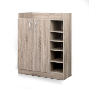Artiss Shoe Rack Cabinet for 21 Pairs, Adjustable Shelves, Pine Clair, Silver Handles, 80x30x90cm, Contemporary Design
