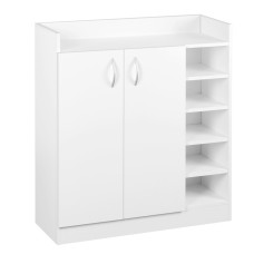 Artiss White Shoe Rack Cabinet, Adjustable Shelves, Stores 21 Pairs, Contemporary Design, 80x30x90cm, 1-Year Warranty