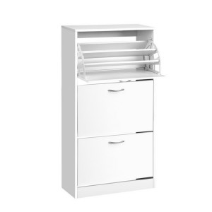 Artiss Shoe Rack Cabinet - 36 Pairs, Adjustable Shelves, Stylish Design, White Particle Board, 63x30x120cm, Easy Assembly