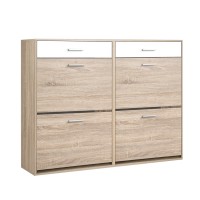Artiss Shoe Rack Cabinet - White, Pine, Adjustable Shelves, Holds 36 Pairs, 4 Compartments, 2 Drawers, 119.5cm x