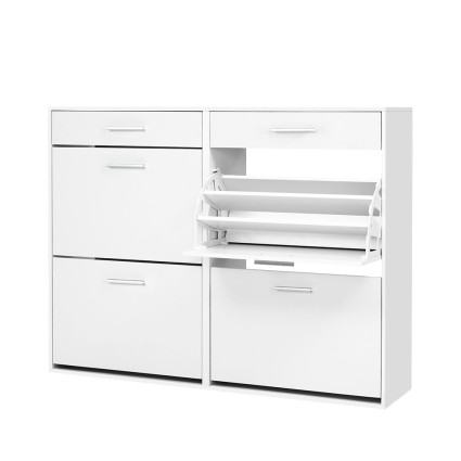 Artiss Shoe Rack Cabinet for 36 Pairs - Adjustable Shelves, White, E1 Particle Board, 119.5x29x91cm, Contemporary Design