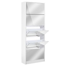 Artiss Mirror Shoe Rack Cabinet: Stylish 25-Pair Storage with Full-Length Mirror, Sleek Design, White Finish Artiss Mirror Shoe Rack Cabinet: Stylish 25-Pair Storage with Full-Length Mirror, Sleek Design, White Finish