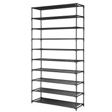 Artiss 10-Tier Stackable Shoe Rack Cabinet, Black Metal Frame, Holds 50 Pairs, Removable Panels, Tool-Free Assembly Artiss 10-Tier Stackable Shoe Rack Cabinet, Black Metal Frame, Holds 50 Pairs, Removable Panels, Tool-Free Assembly