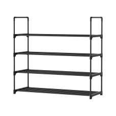 Artiss 4-Tier Shoe Rack – Stackable, Black Metal, Holds 16 Pairs, 80cm Wide, Tool-Free Assembly, Sturdy & Durable Design