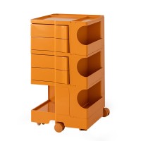 ArtissIn Storage Trolley Bedside Table, PP Material, Orange, 41x43.5x73.5cm, 5-Tier Boby Replica with Wheels