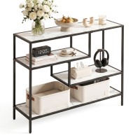 Artiss S-Shaped Console Table 4-Tier Marble Effect Slim Hallway Storage 90x30x80cm White Black Frame