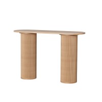 Artiss Console Table, Oval MDF Wood, 115CM, Pine Finish, Modern Design, Durable 50kg Capacity, Easy Assembly
