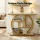 Artiss Console Table 105cm Marble Effect Top White Gold 4-Tier Open Shelving Metal Frame Slim Design