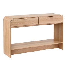 Artiss 120cm Pine Console Table with Two Drawers Open Shelf Curved Edges 60kg Capacity Rustic Finish Artiss 120cm Pine Console Table with Two Drawers Open Shelf Curved Edges 60kg Capacity Rustic Finish
