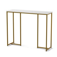 Artiss Marble Effect Console Table - White & Gold, 95cm, E1 Particle Board, Metal Frame, Space-Saving, 50kg Capacity