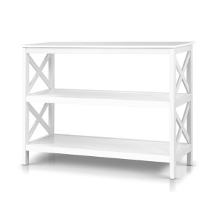 Artiss Console Table 3-Tier White, 100x40x76cm, MDF Timber, Criss-Cross Design, Modern Hallway Entryway Furniture