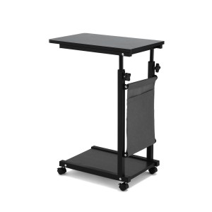 Artiss Height Adjustable Mobile Laptop Desk - 48CM Black, C-Shape Metal Frame, Pneumatic Height Adjust, Smooth Casters