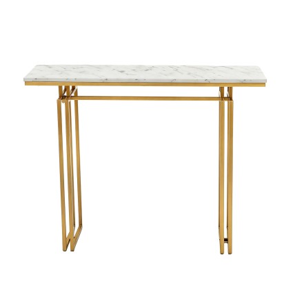 Artiss 110cm Marble Effect Console Table White Gold Slim 30cm Depth Hallway Entryway Table 75kg Capacity