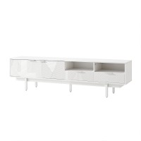 Artiss 200cm White TV Entertainment Unit Fluted Front Fits up to 80in TVs 70kg Tabletop Capacity 2 Cabinets