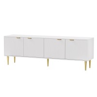 Artiss Riley Entertainment Unit - 180CM White TV Cabinet with 4 Doors, Metal Legs, Cable Management, Easy Assembly